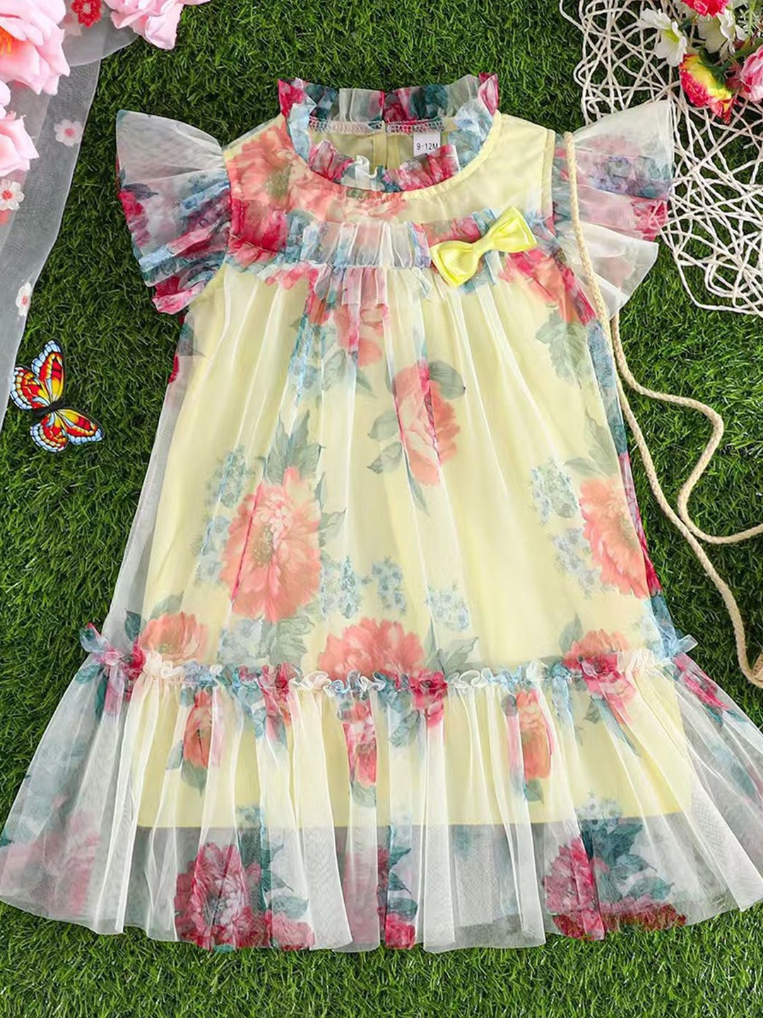 

Xsole Floral Print Fit & Flare Dress, Yellow