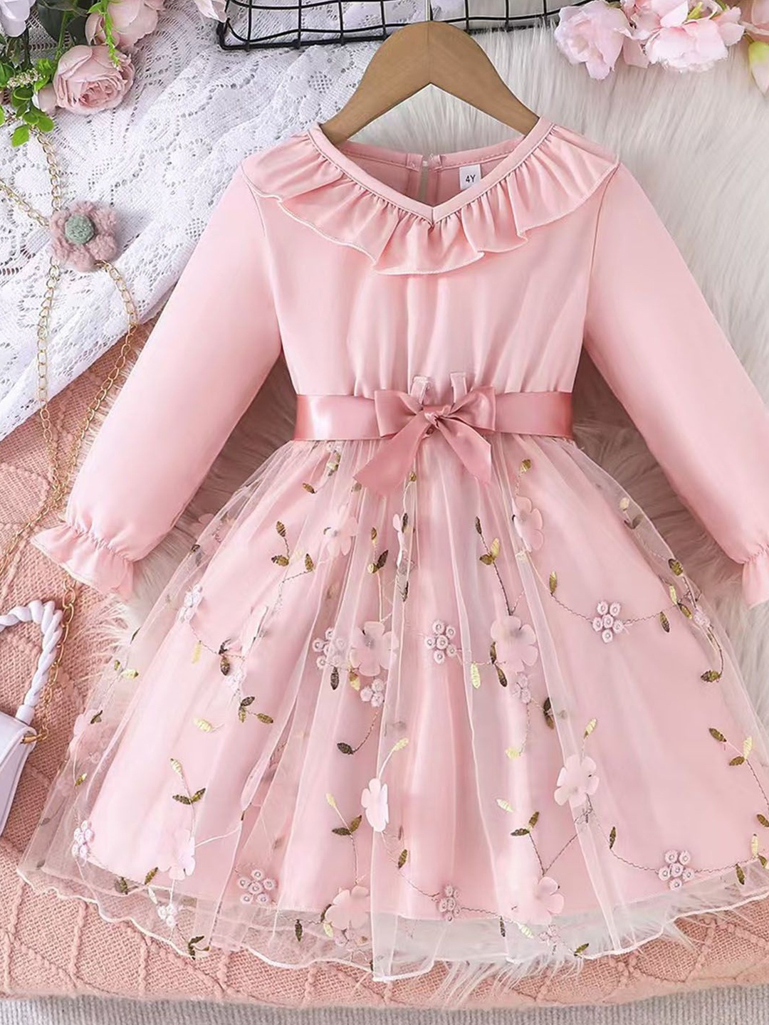 

Xsole Floral Print Fit & Flare Dress, Pink