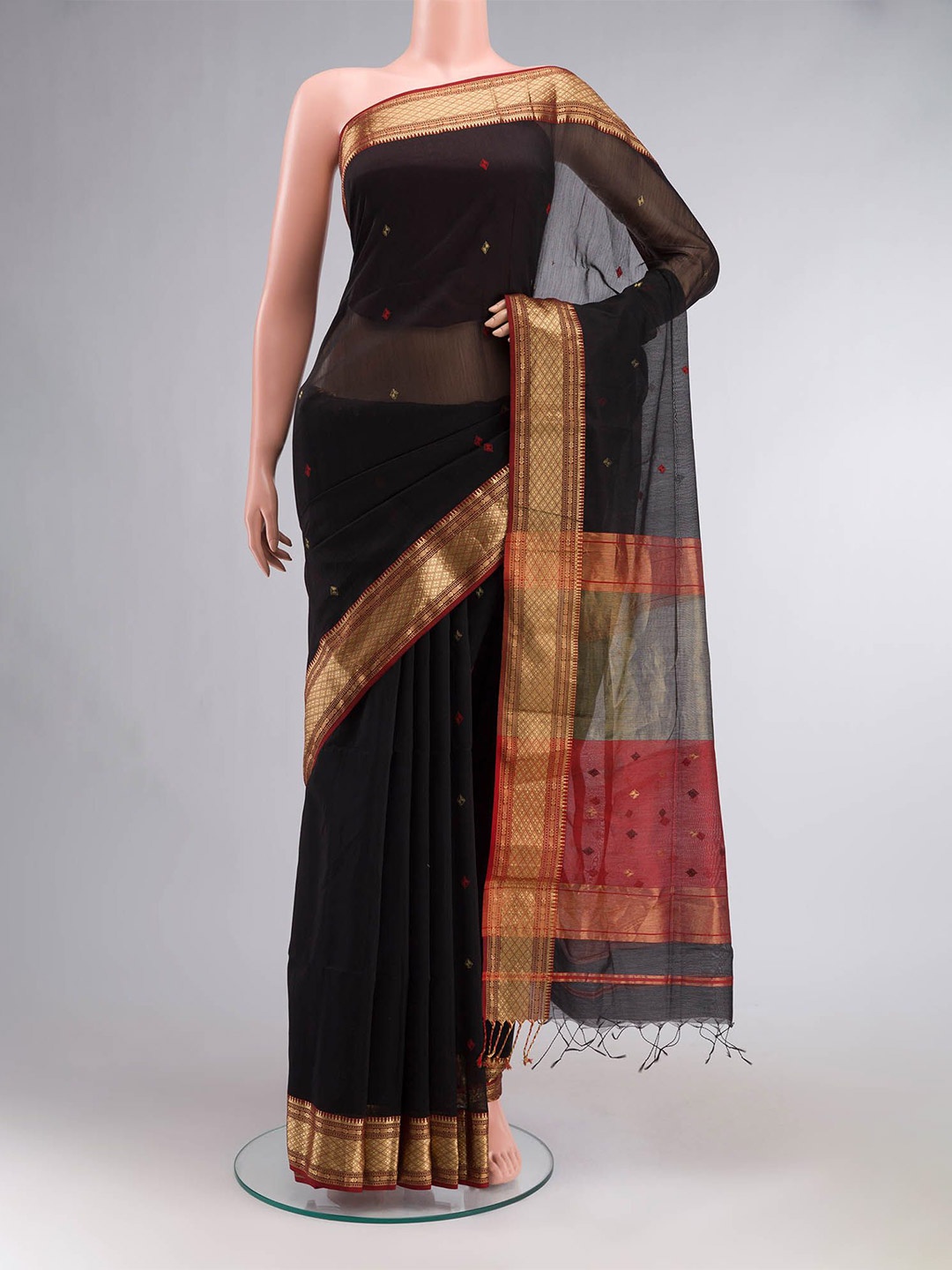 

Nalli Woven Design Zari Saree, Black