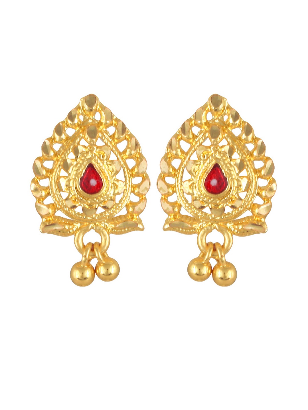 

DIVASTRI Gold-Plated Artificial Stones Studded Contemporary Drop Earrings