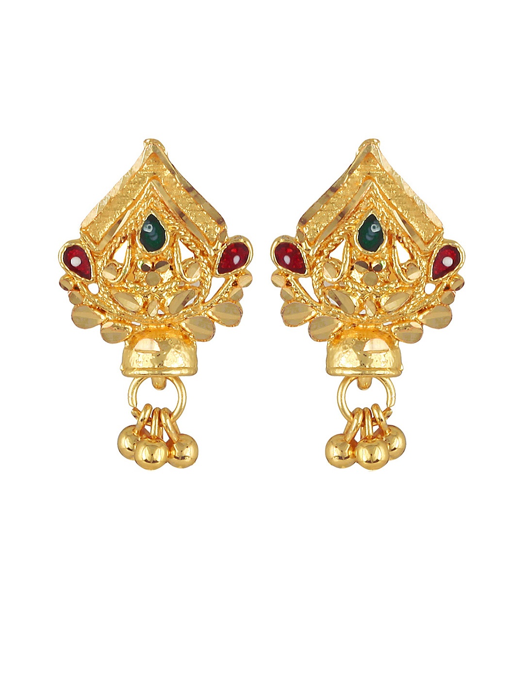 

DIVASTRI Gold-Plated Artificial Stones Studded Contemporary Drop Earrings