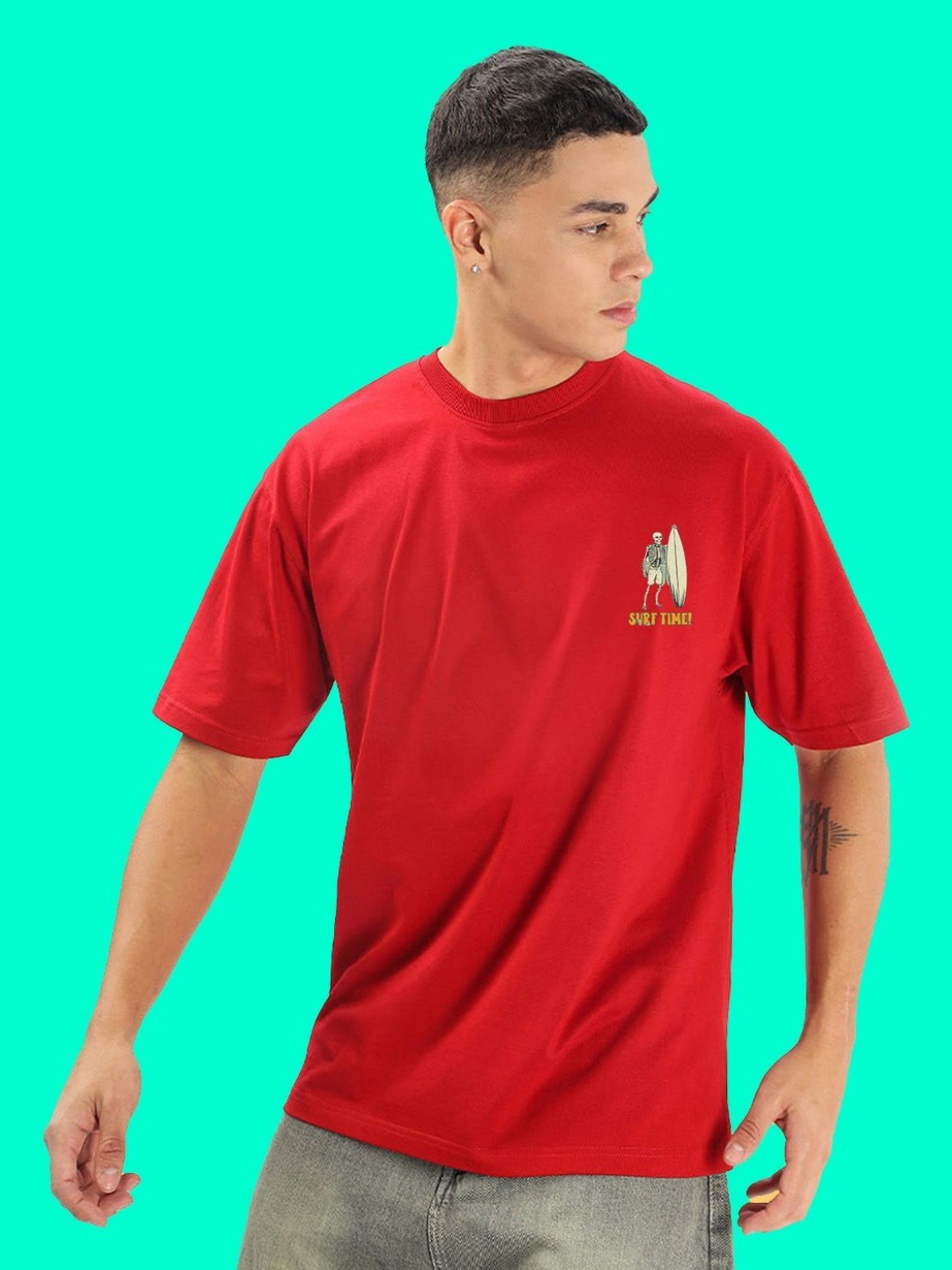 

BDSQUARE Men Printed Applique T-shirt, Red
