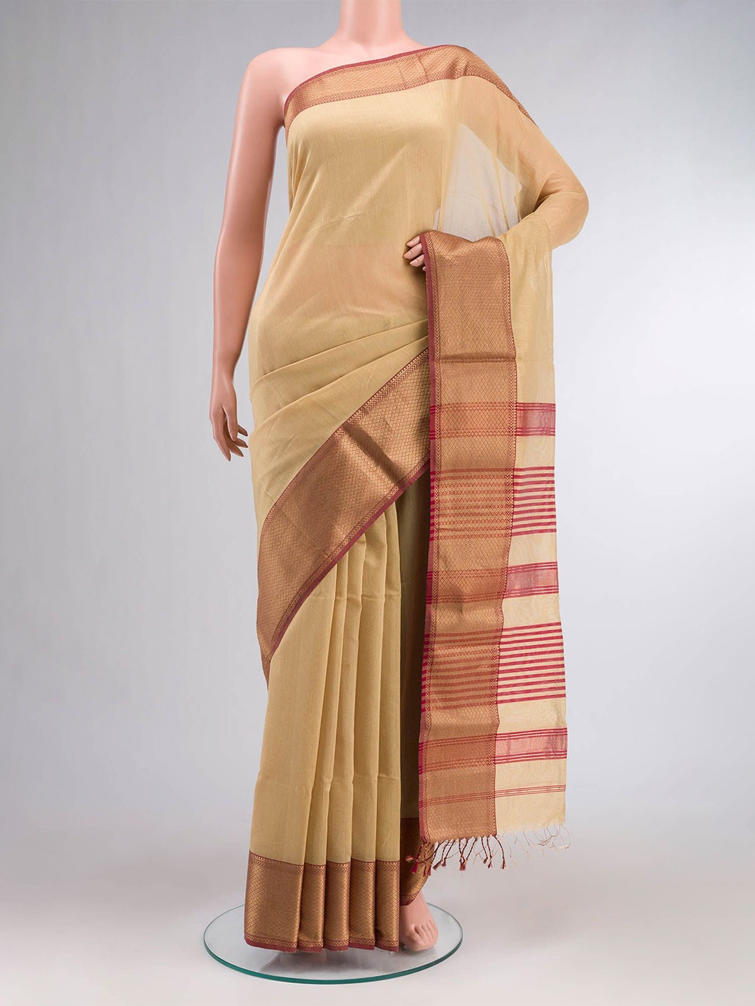 

Nalli Zari Silk Cotton Saree, Beige