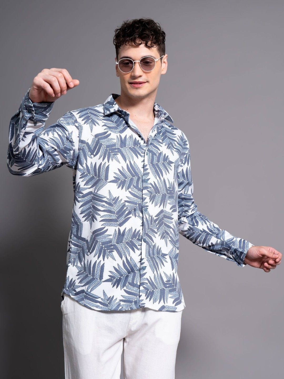 

PAUL STREET Men Standard Slim Fit Floral Opaque Printed Casual Shirt, Blue