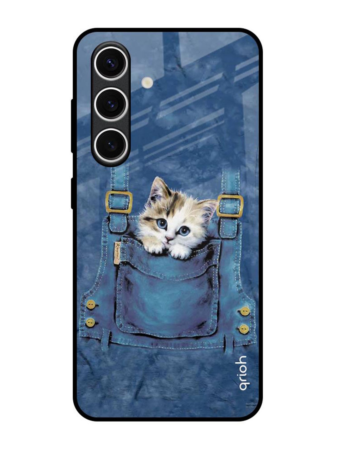 

QRIOH Kitty In Pocket Samsung Galaxy S24 FE 5G Impact Resistant Back Case, Blue