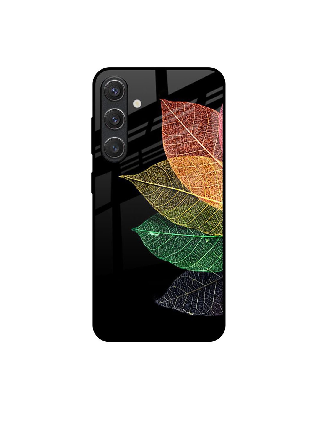 

QRIOH Colorful Leaves Real Samsung Galaxy S25 5G Impact Resistant Back Case, Black