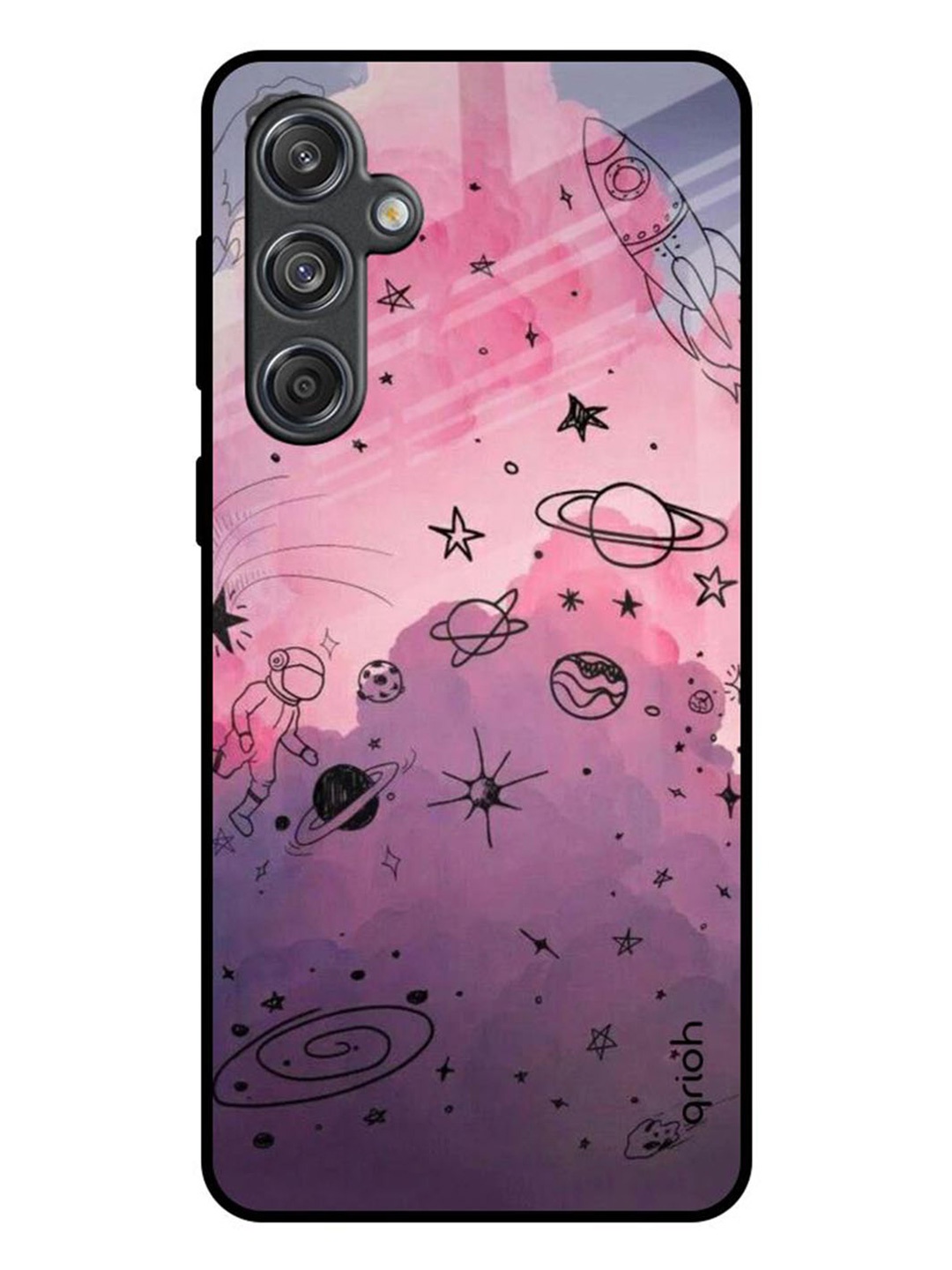 

QRIOH Space Doodles Samsung Galaxy M55 5G Impact Resistant Back Case, Purple