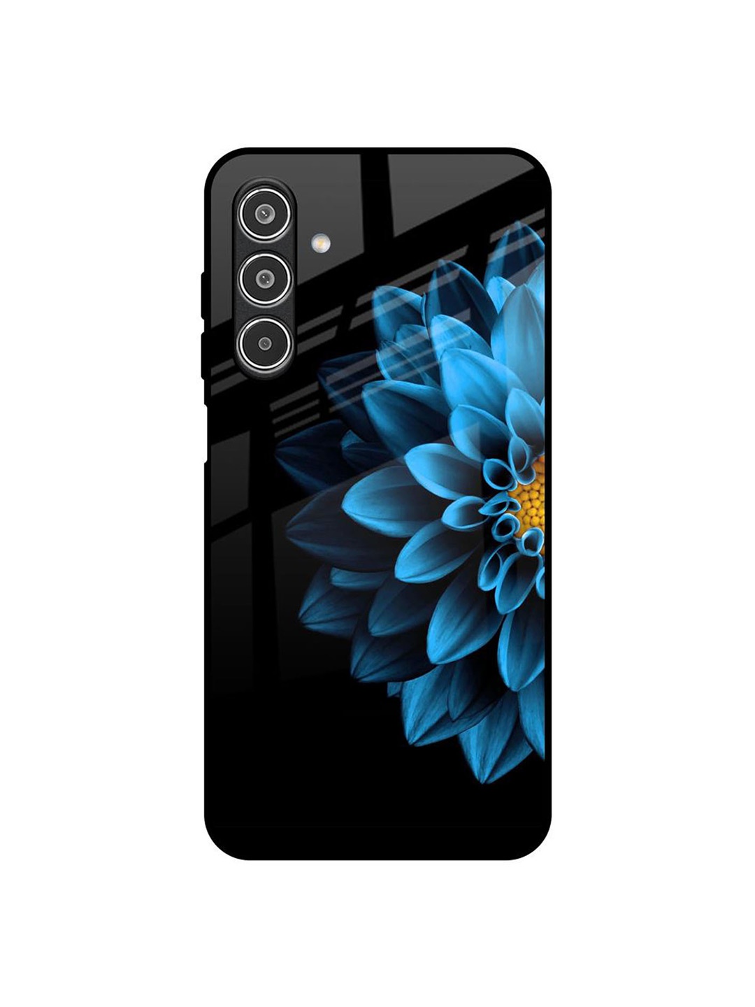 

QRIOH Half Blue Flower Real Samsung Galaxy A26 5G Impact Resistant Back Case, Black