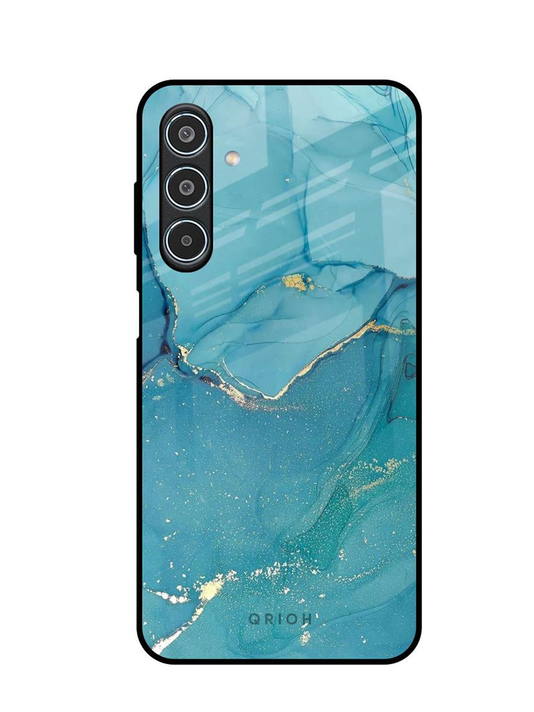 

QRIOH Blue Golden Glitter Real Samsung Galaxy M35 5G Impact Resistant Back Case