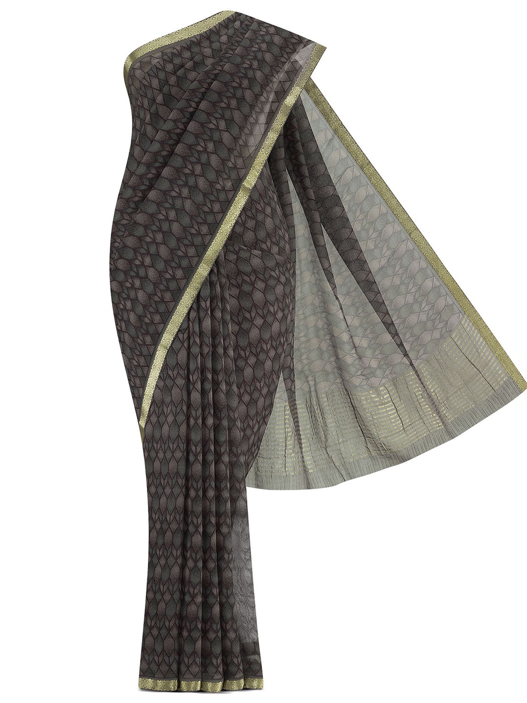 

Nalli Zari Pure Chiffon Saree, Grey