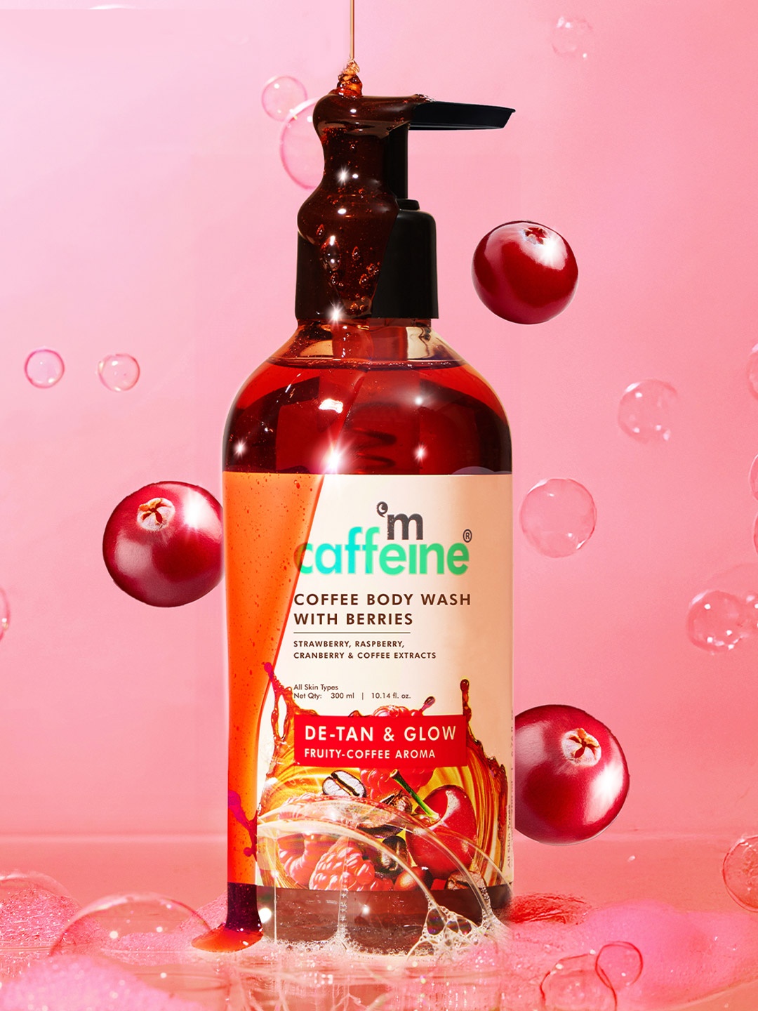 

MCaffeine Berries & Coffee Body Wash For Deep Cleansing - 300 ml, Red