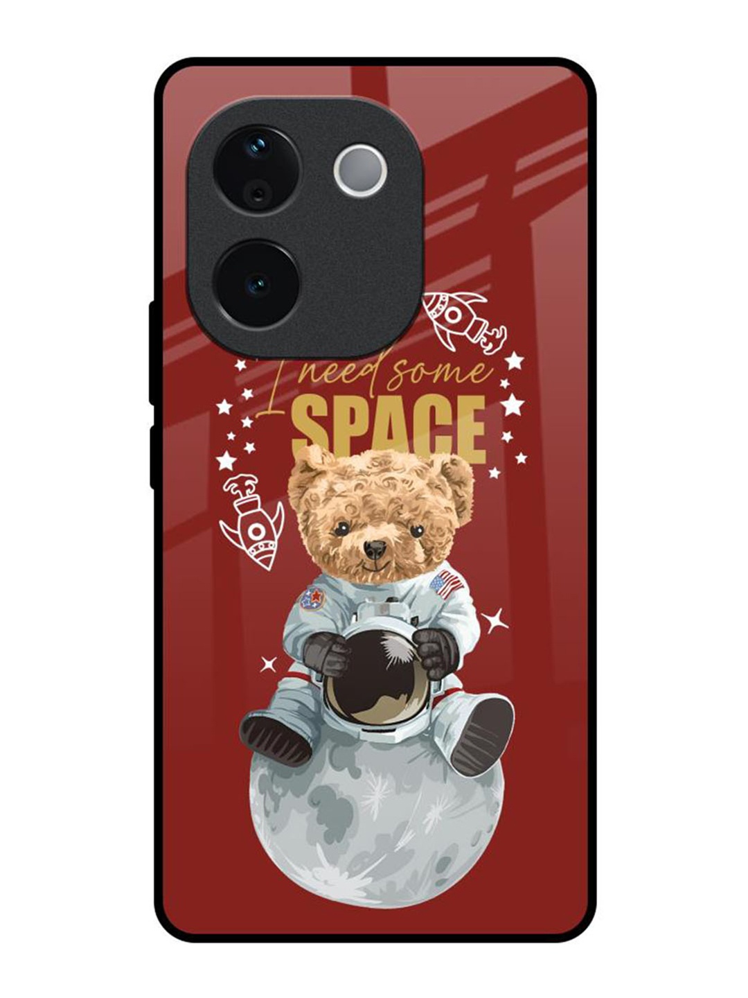 

QRIOH Astronaut Bear IQOO Z9s Pro 5G Impact Resistant Back Case, Maroon