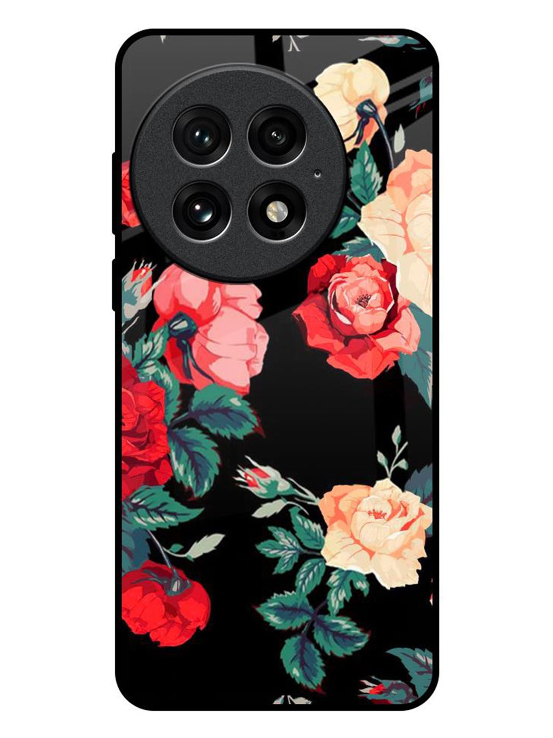 

QRIOH Floral Bunch OnePlus 13 Impact Resistant Back Case, Black