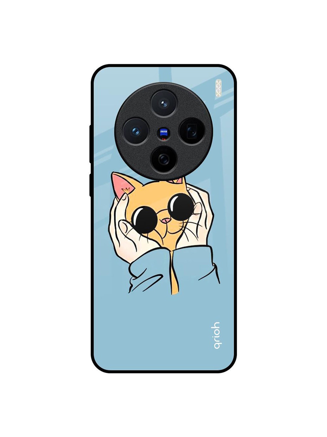 

QRIOH Adorable Cute Kitty Vivo X200 5G Impact Resistant Back Case, Blue