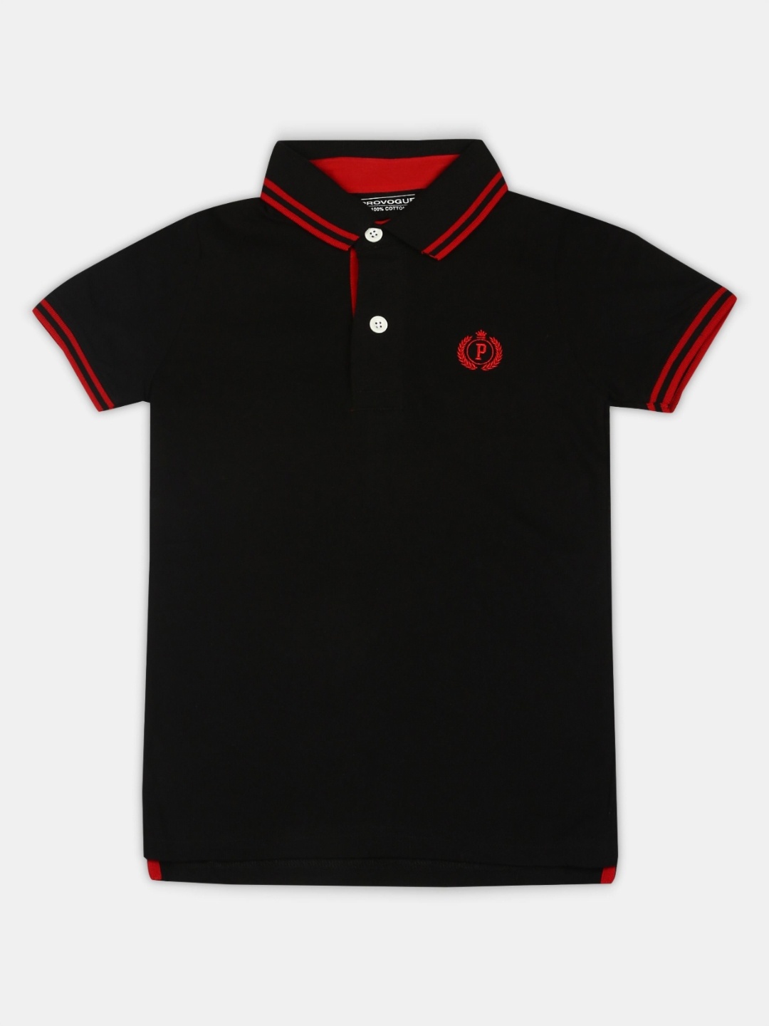 

Provogue Boys Solid Polo Collar Cotton T-shirt, Black