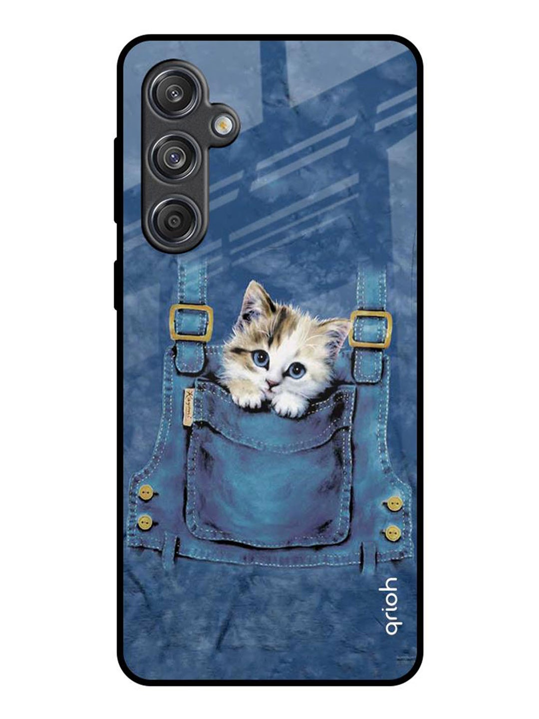 

QRIOH Kitty In Pocket Samsung Galaxy M55 5G Impact Resistant Back Case, Blue