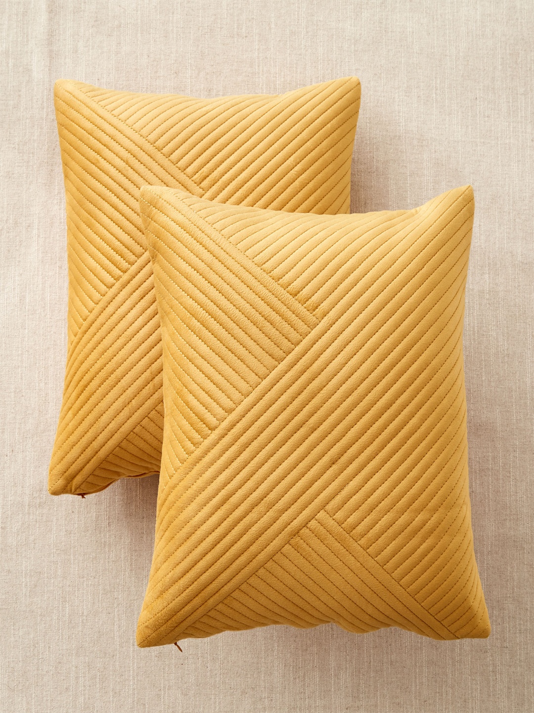 

Home Centre Mystic Meadows Yellow 2 Pieces Striped Square Cushion Covers