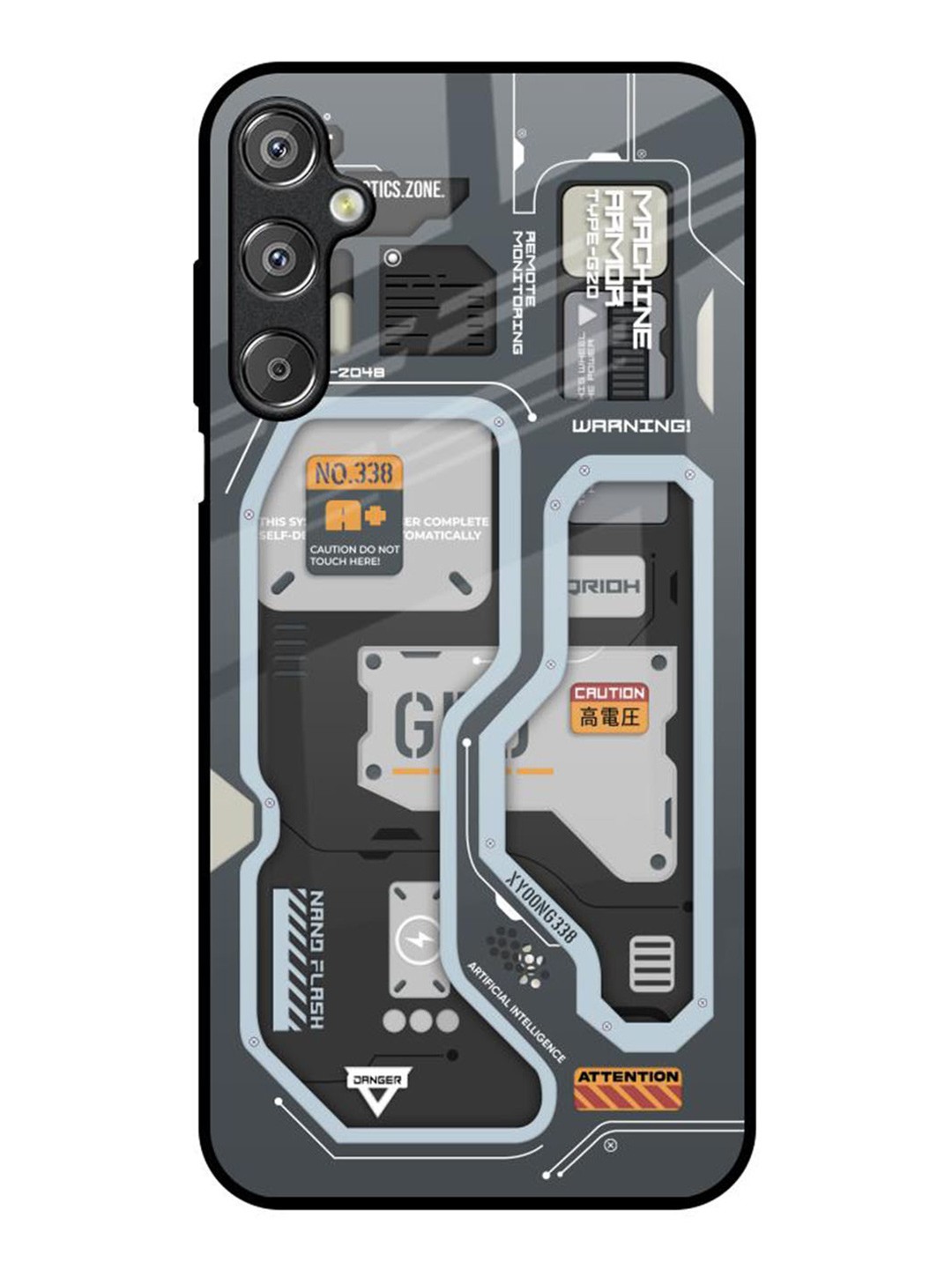 

QRIOH Retro Futuristic Samsung Galaxy F15 5G Impact Resistant Back Case, Grey