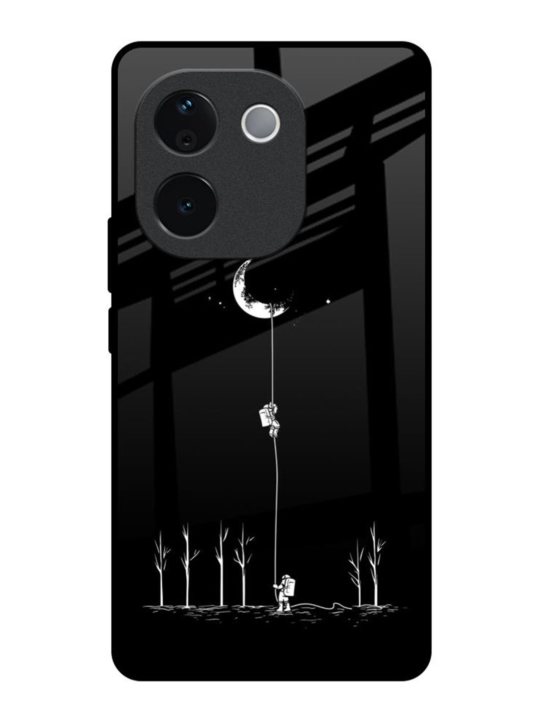

QRIOH Catch the Moon Real Vivo T3 Pro 5G Impact Resistant Back Case, Black