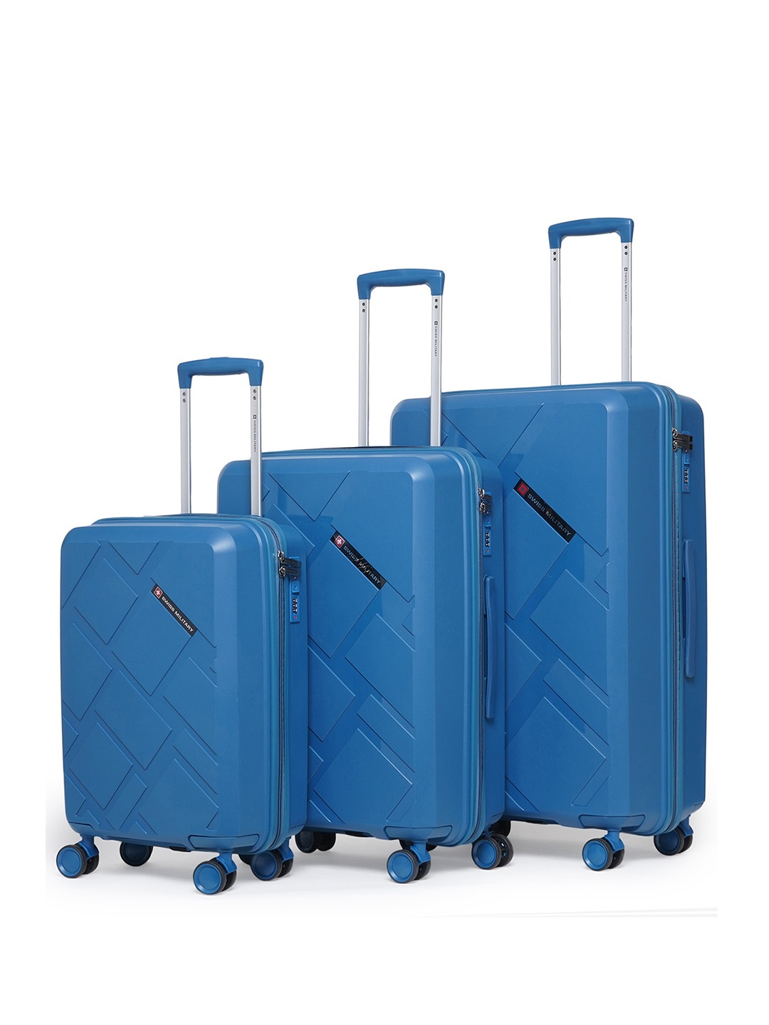 

SWISS MILITARY Set Of 3 Star Hard Sided Trolley Bag, Navy blue