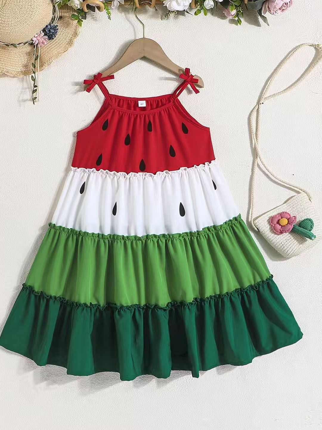 

Xsole Girls Colourblocked Fit & Flare Dress, Green