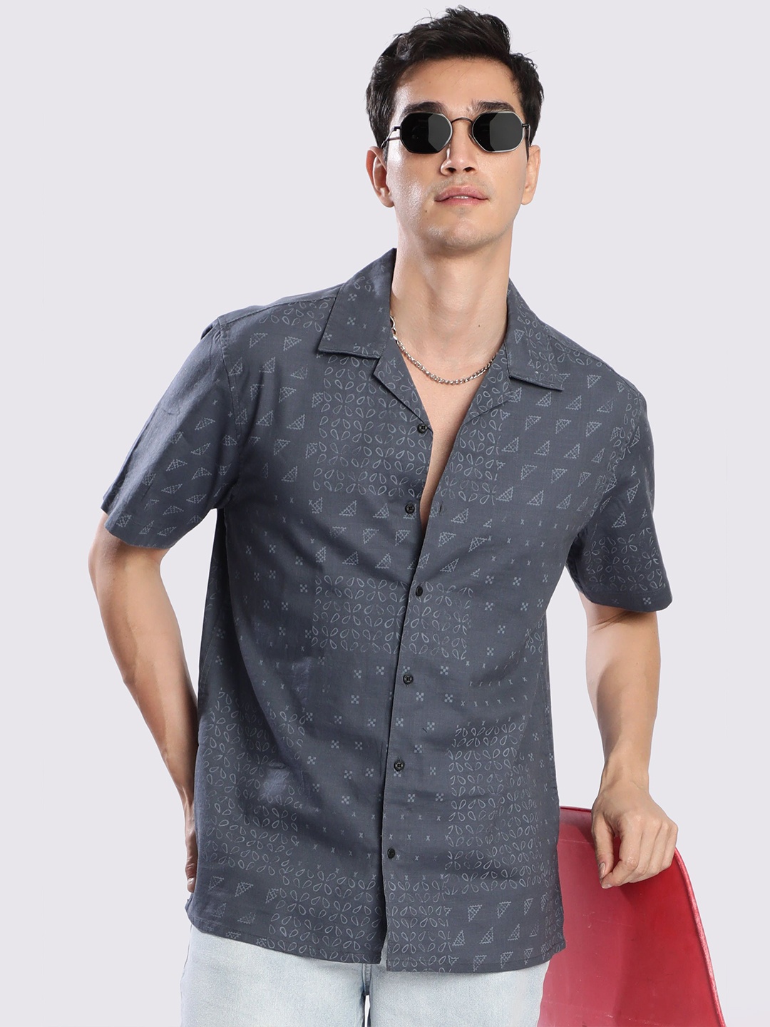 

Bene Kleed Men Opaque Printed Casual Shirt, Grey