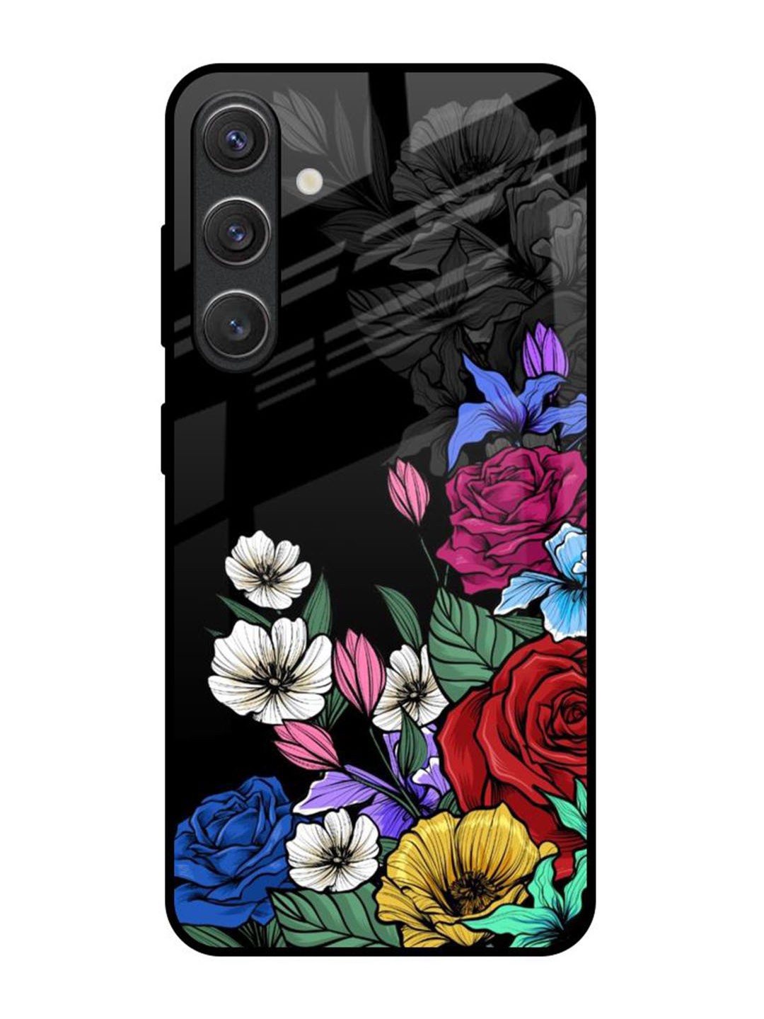 

QRIOH Rose Flower Bunch Art Real Samsung Galaxy S25 5G Impact Resistant Back Case, Black