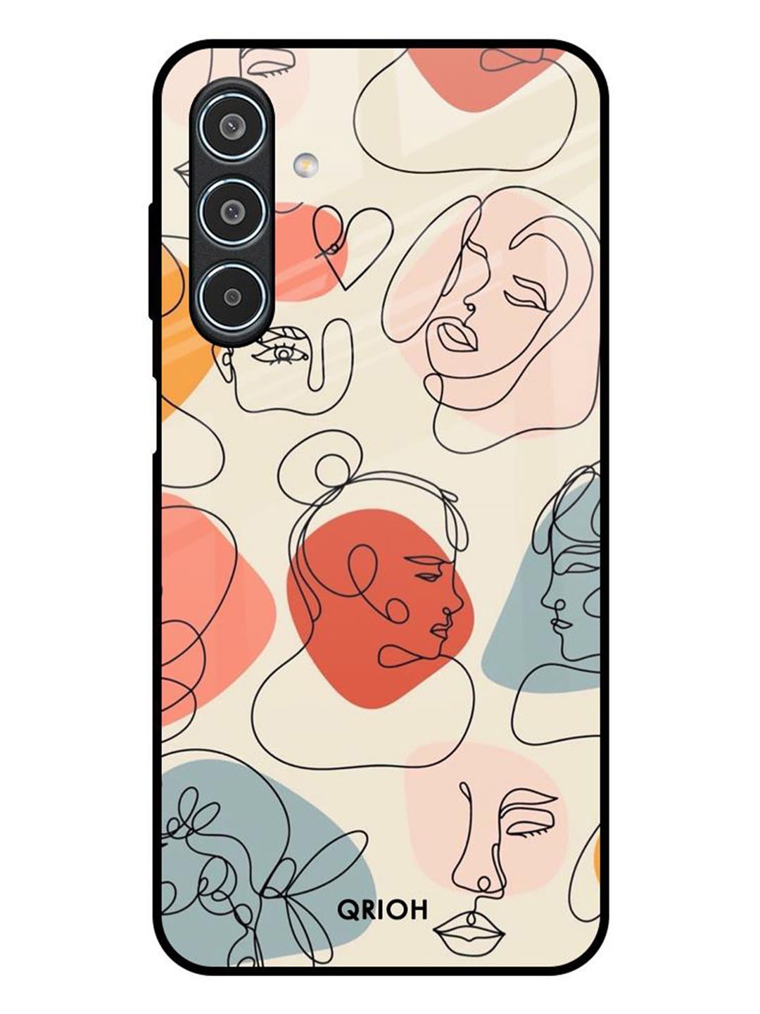 

QRIOH Abstract Faces Samsung Galaxy M35 5G Impact Resistant Back Case, White