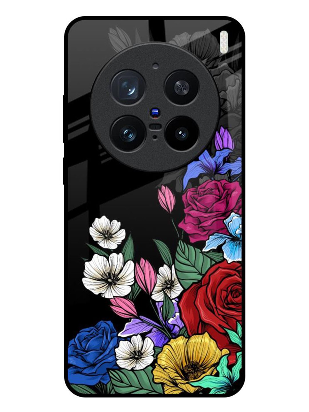 

QRIOH Rose Flower Bunch Art Real Vivo X200 Pro 5G Impact Resistant Back Case, Black