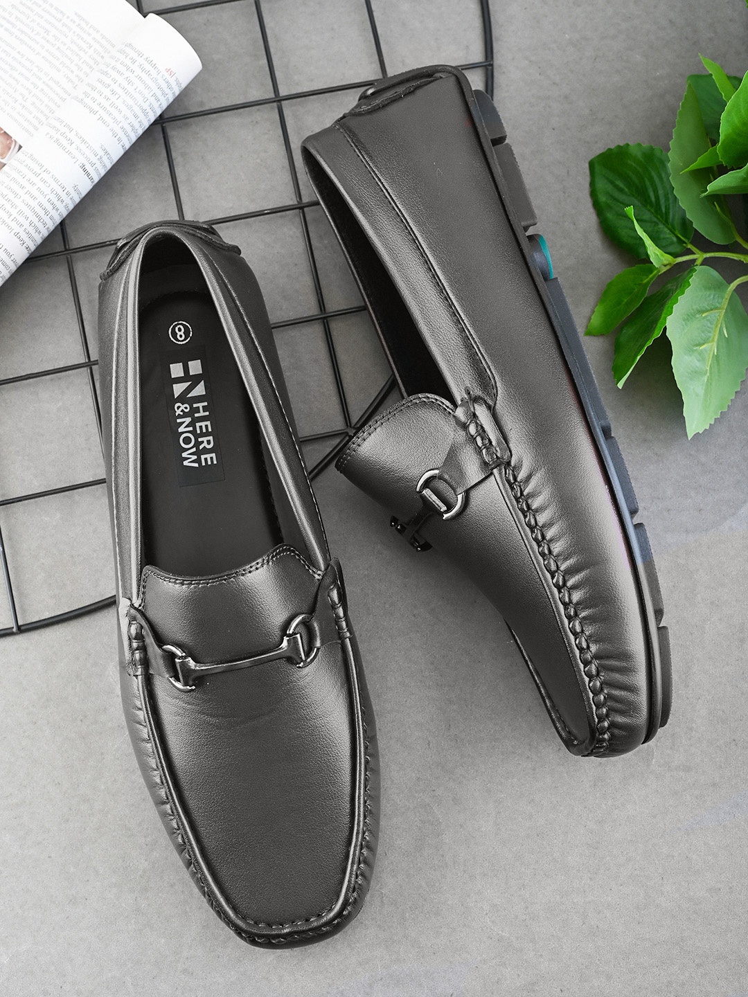 

HERE&NOW Men Nubuck Driving Shoes, Black