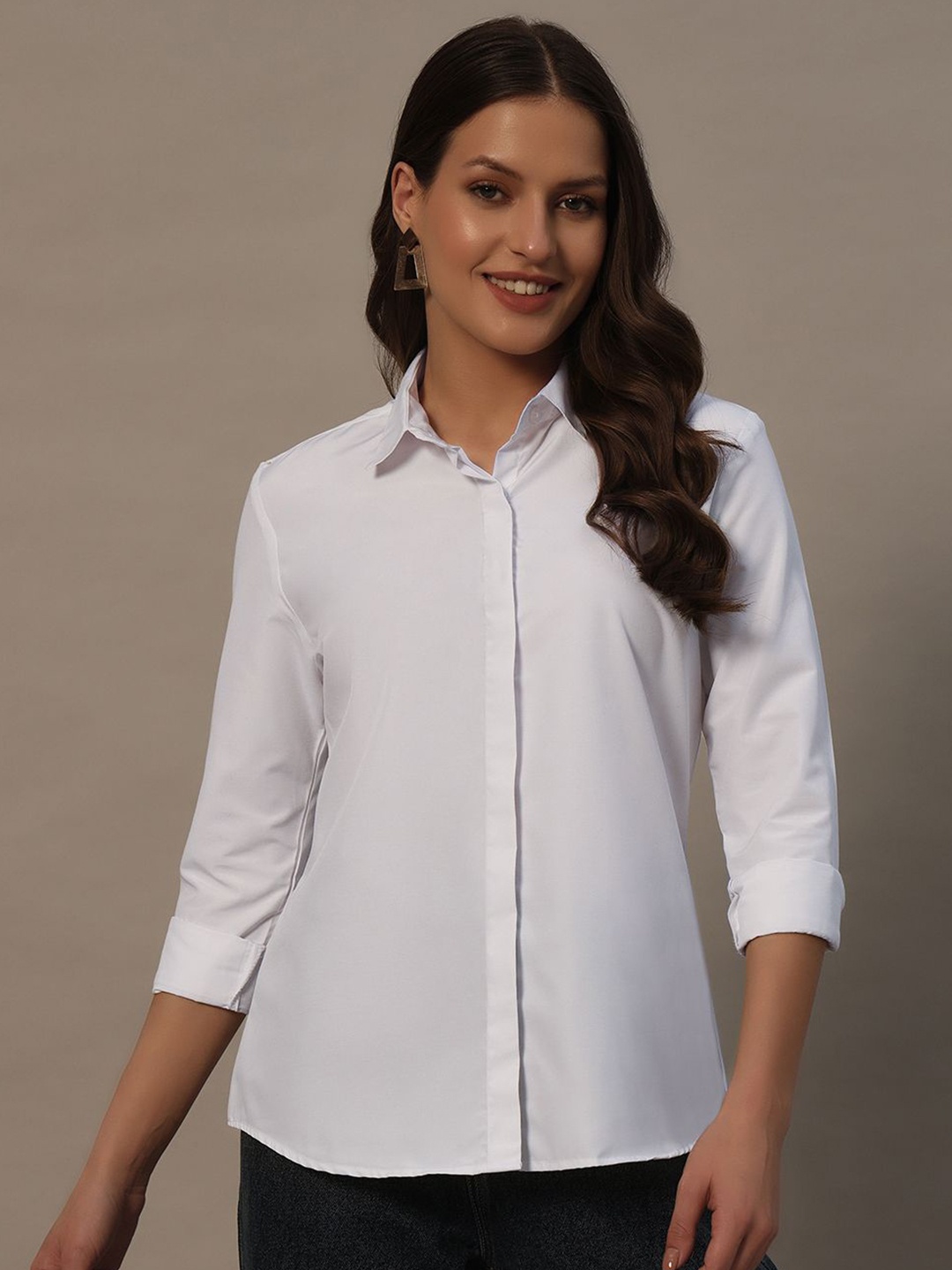 

BAESD Women Slim Fit Opaque Casual Shirt, White