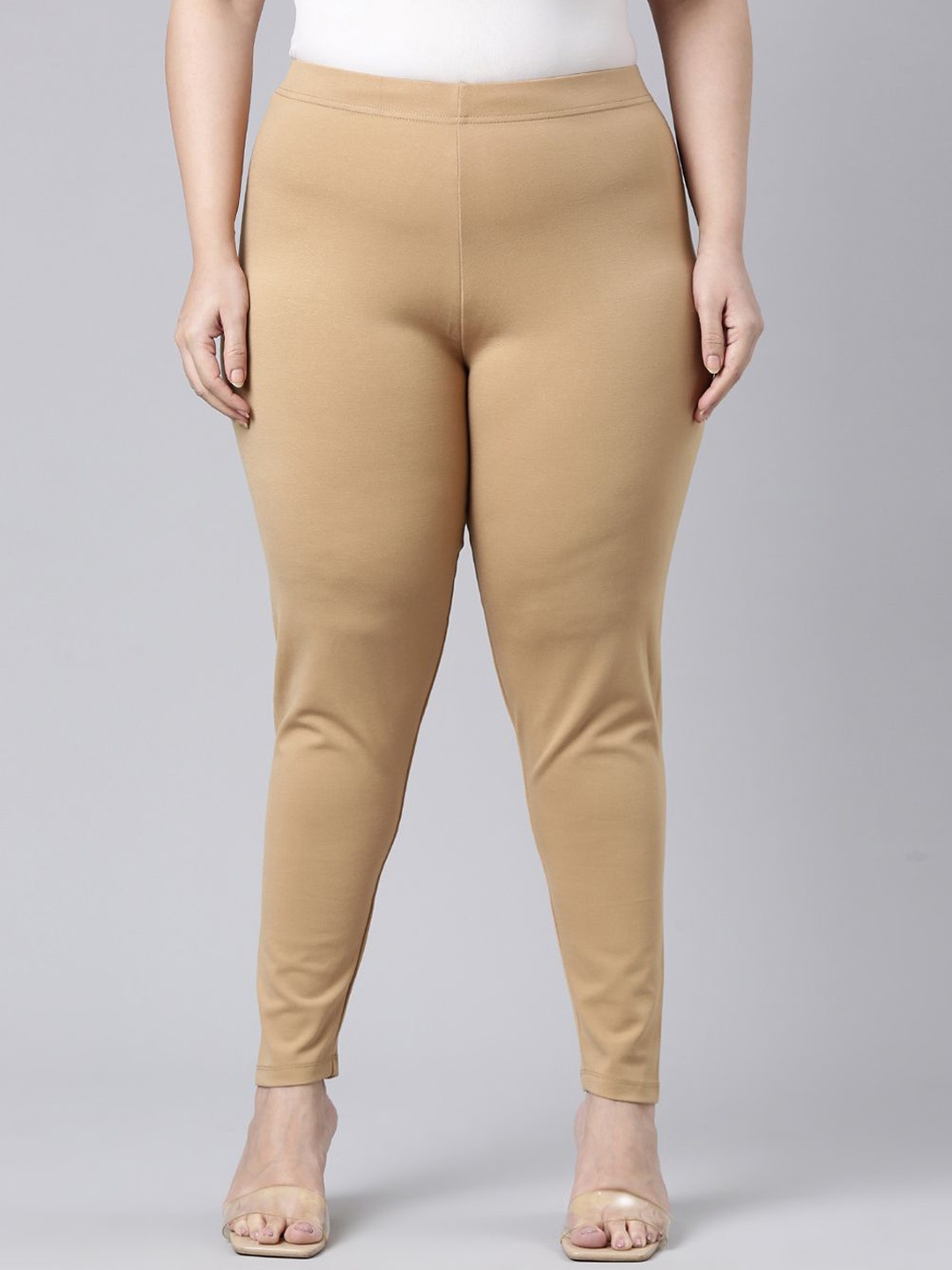 

Go Colors Women Mid Rise Ankle Length Leggings, Beige