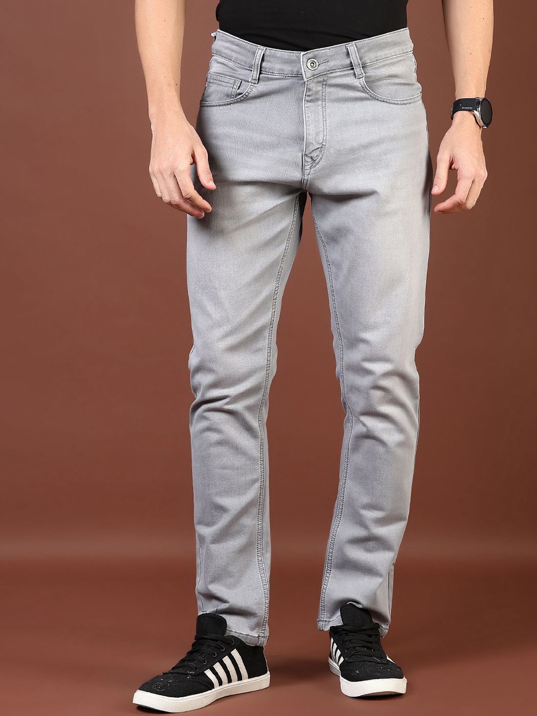 

V-Mart Men Cotton Light Fade Jeans, Grey