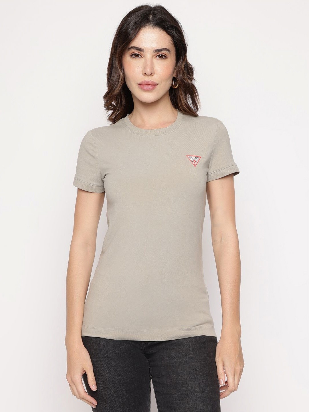 

GUESS Women Pockets Slim Fit T-shirt, Grey