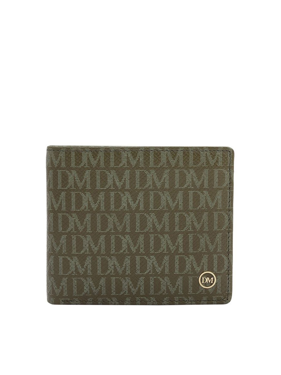 

Da Milano Men Typography Printed Leather Two Fold Wallet, Green
