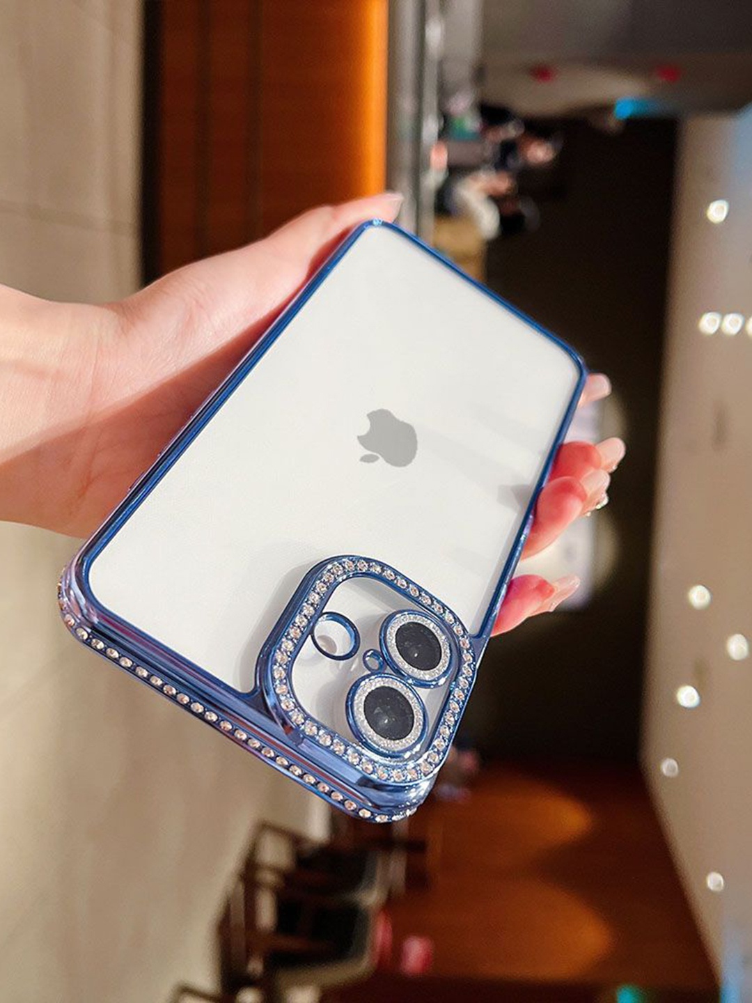 

Luxury Kase Solid Printed iPhone 16 Plus Back Case Mobile Accessories, Blue
