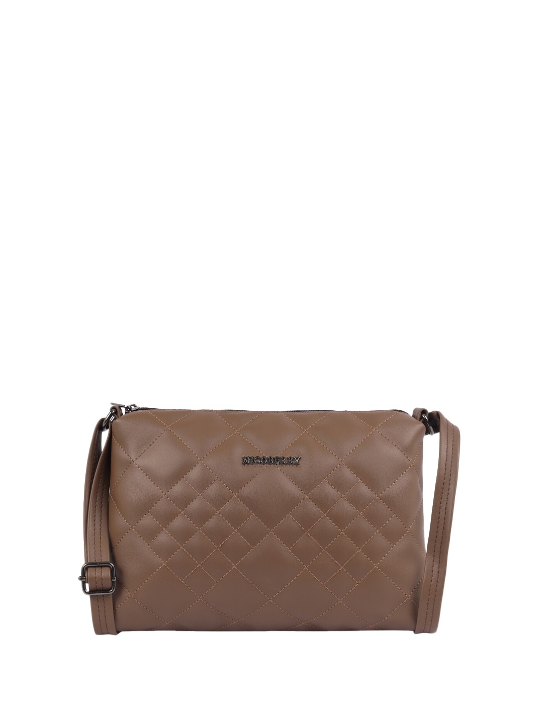 

Nicoberry Textured PU Sling Bag with Quilted, Coffee brown