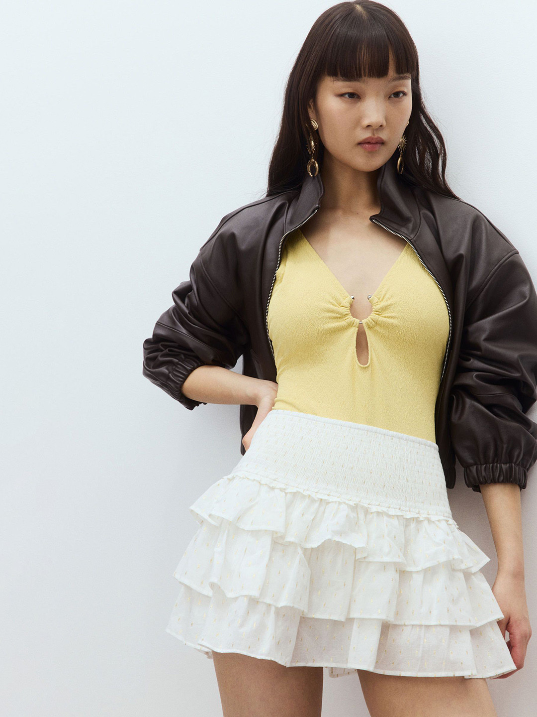 

H&M Tiered Mini Skirt, White