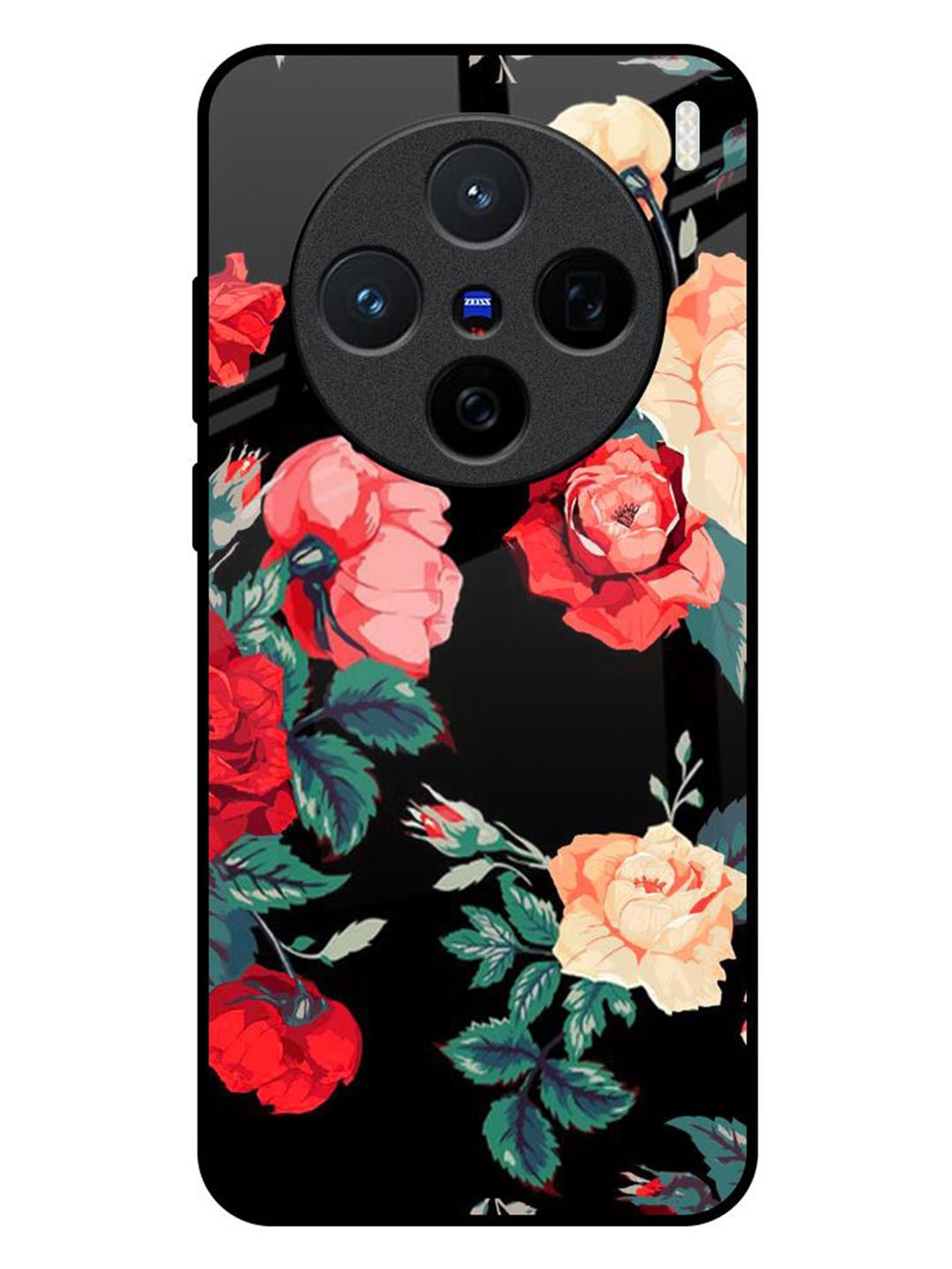 

QRIOH Floral Printed Vivo X200 5G Back Case Mobile Accessories, Black