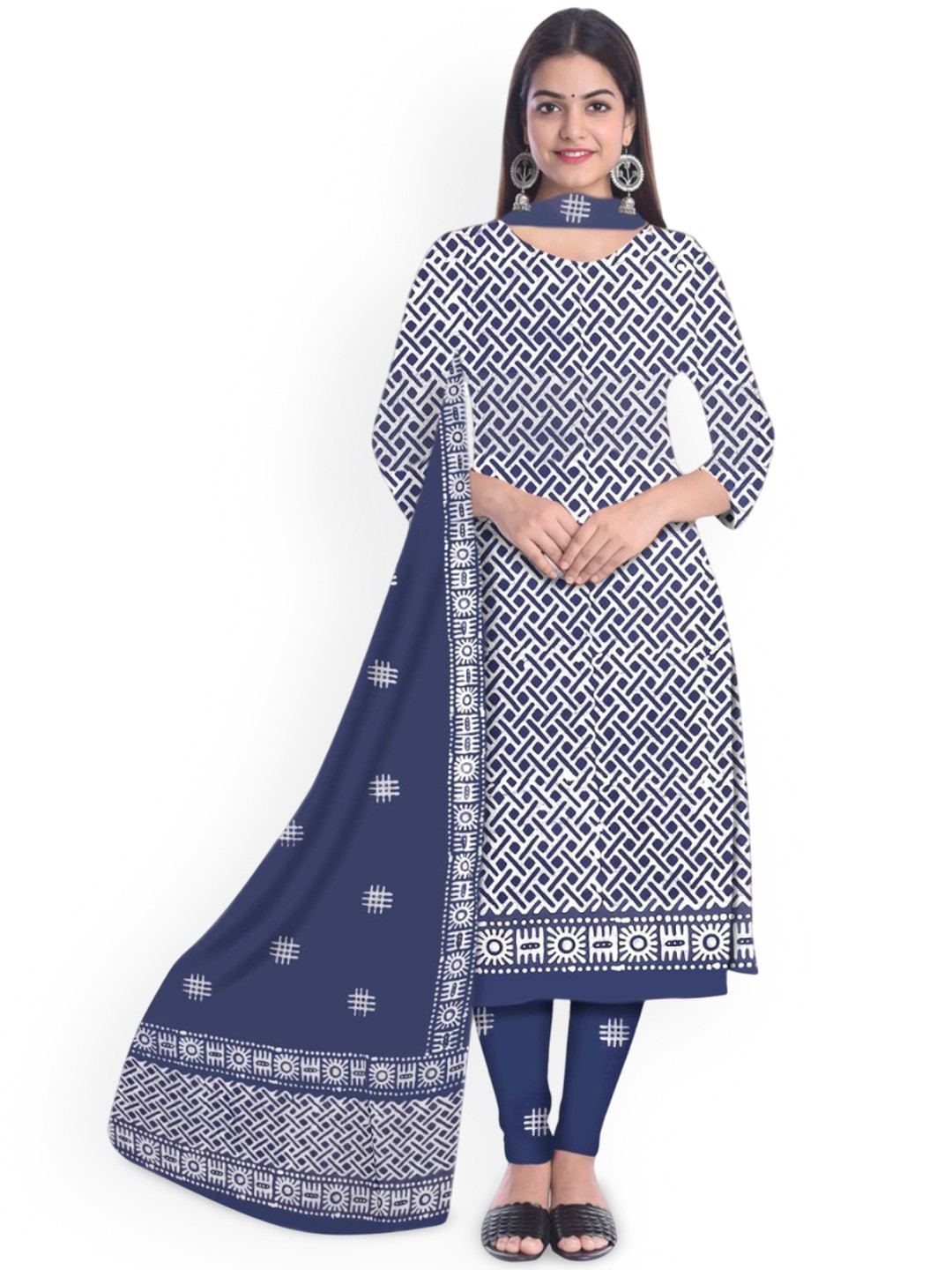 

Farooq Dyeing Geometric Printed Pure Cotton Unstitched Dress Material, Grey