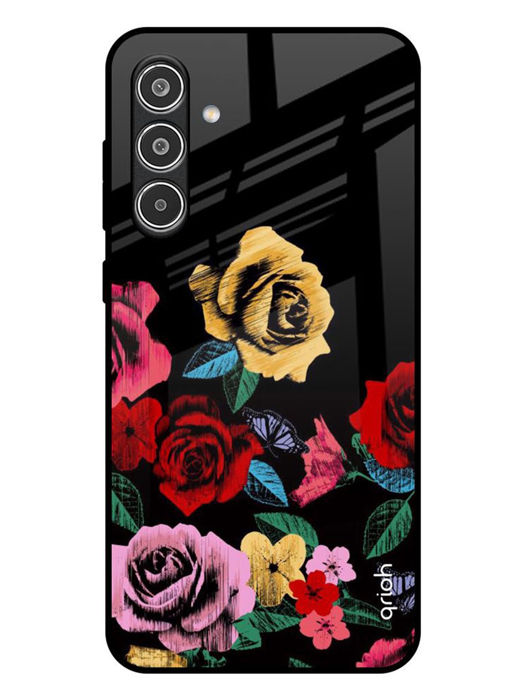 

QRIOH Floral Printed Samsung Galaxy A56 5G Back Case Mobile Accessories, Black