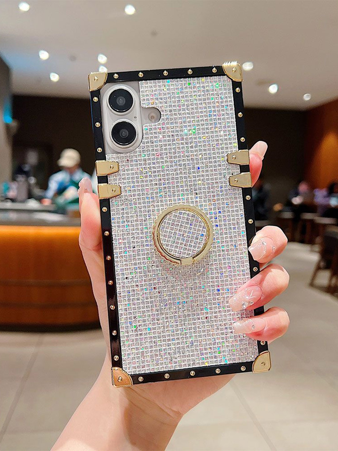 

Luxury Kase Solid Printed iPhone 16 Plus Back Case Mobile Accessories, White