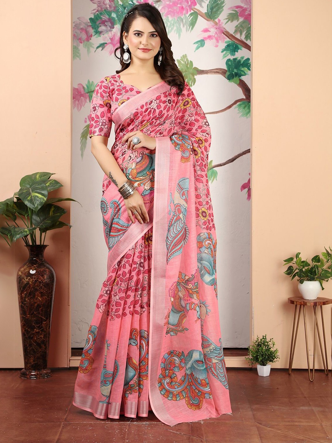 

Iris Ethnic Motifs Pure Cotton Saree, Peach