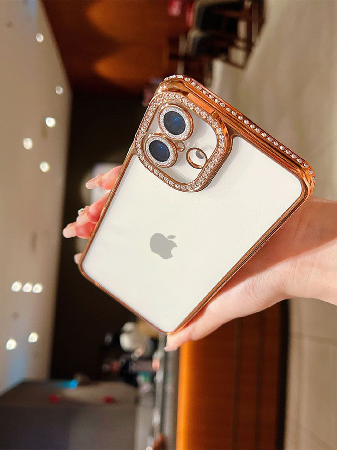 

Luxury Kase Solid Printed iPhone 16 Plus Back Case Mobile Accessories, Gold