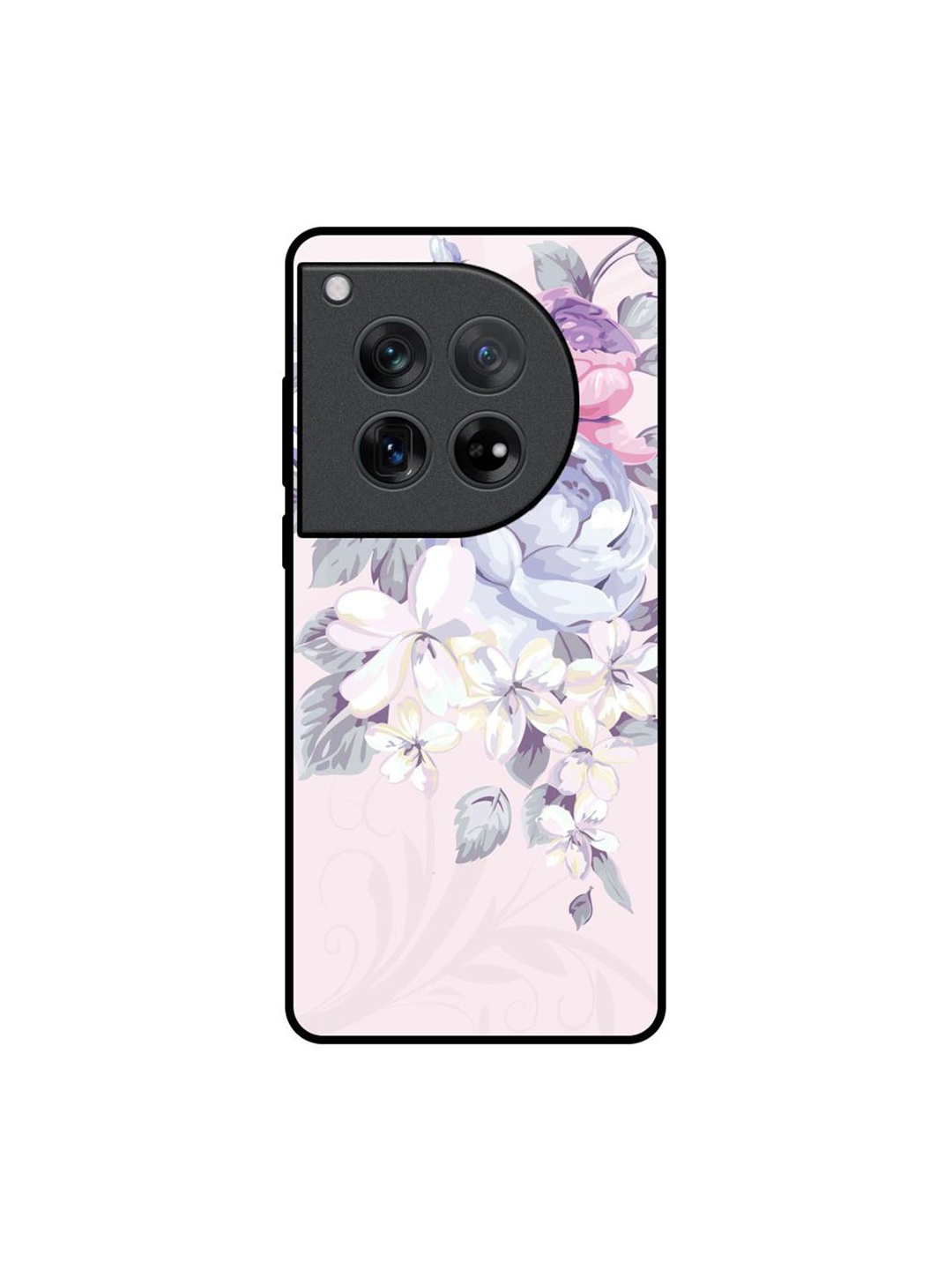 

QRIOH Floral Printed Oneplus 12 Back Case Mobile Accessories, Black