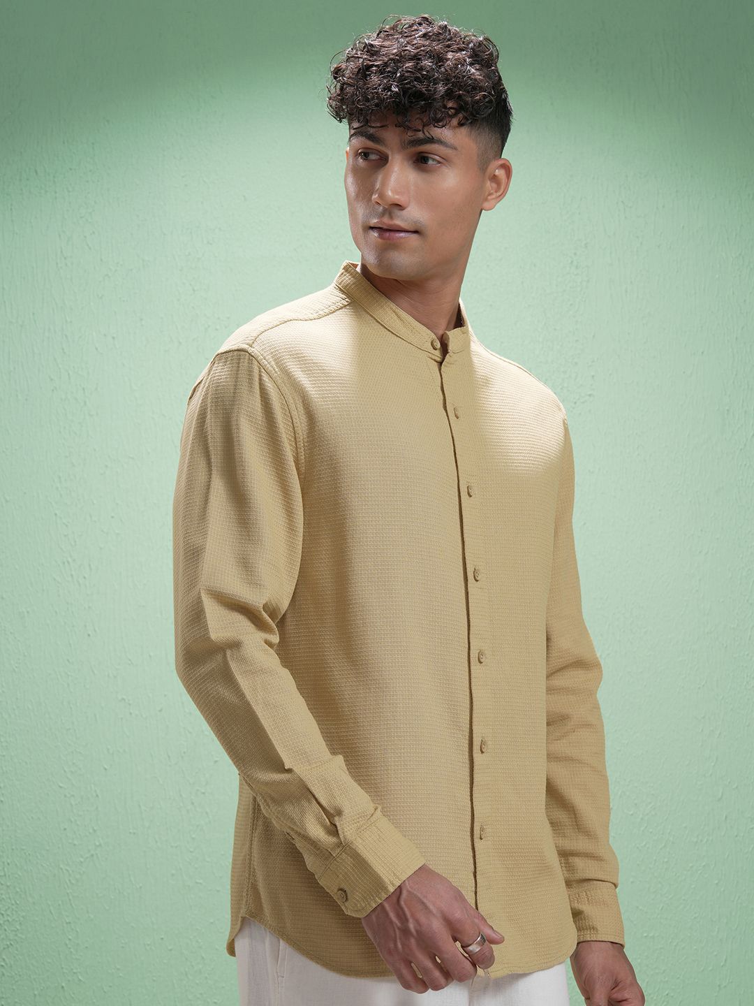 

HIGHLANDER Men Comfort Opaque Casual Shirt, Khaki