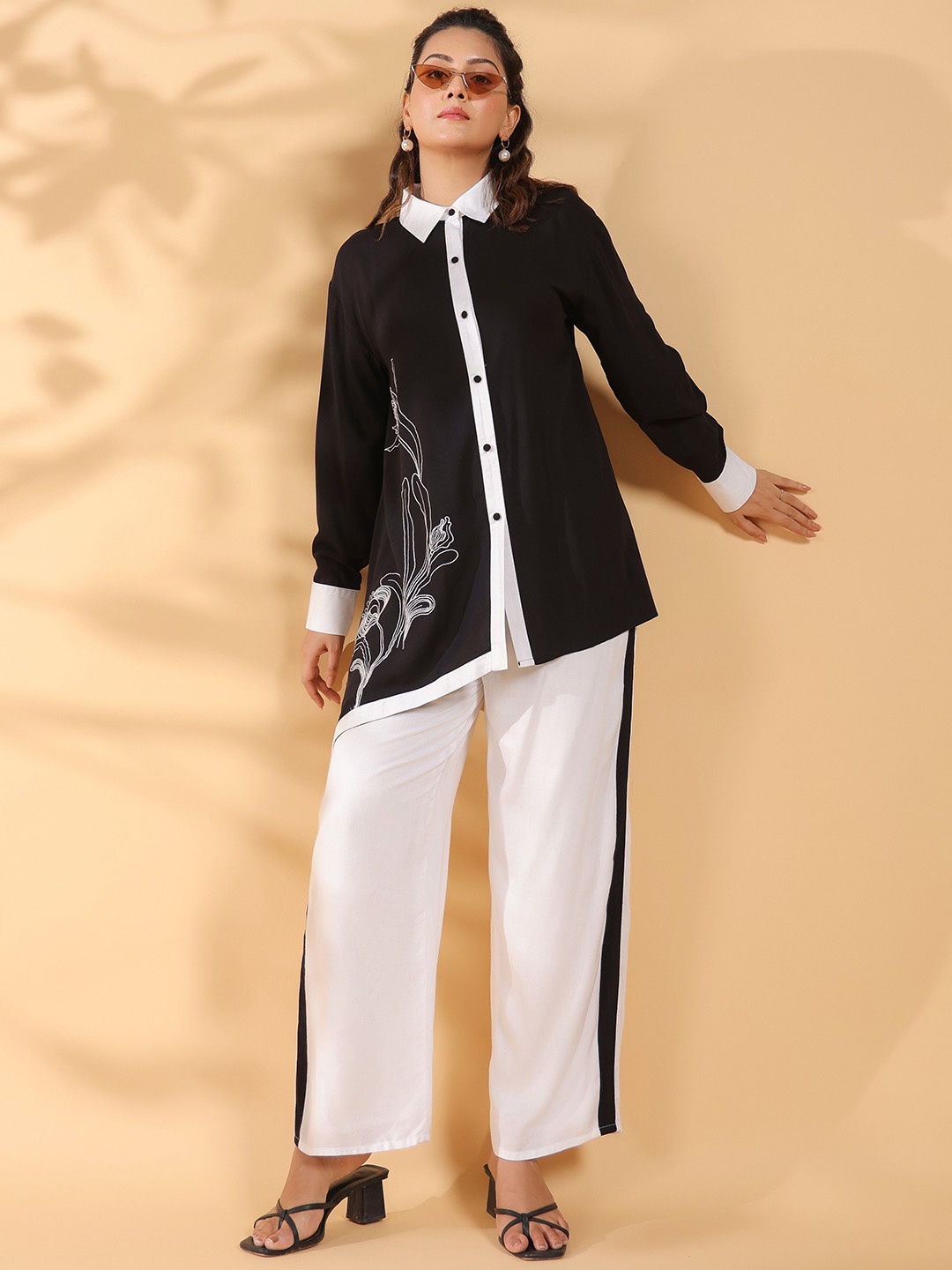 

STIL O STITCH Embroidered Shirt & Trousers, Black