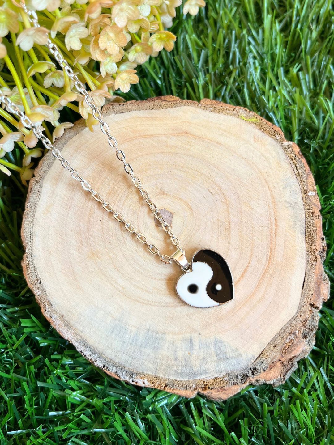 

DressBerry Enamelled Heart Shaped Pendant With Chain, Silver