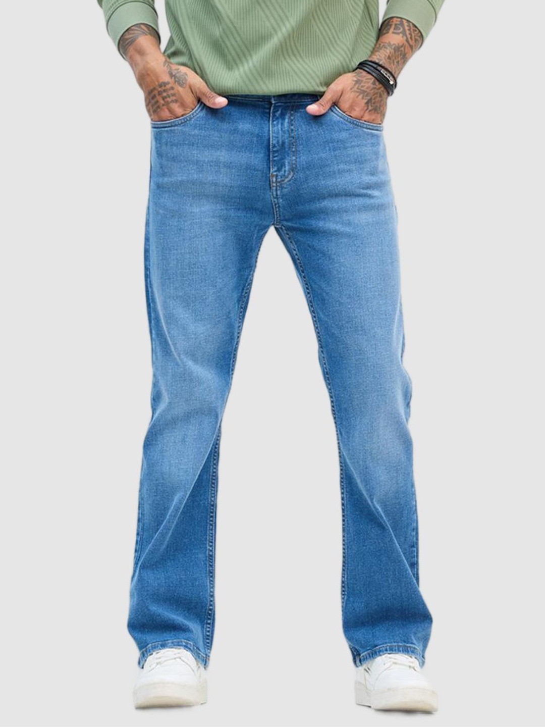 

Snitch Men Classic Bootcut Heavy Fade Stretchable Jeans, Blue