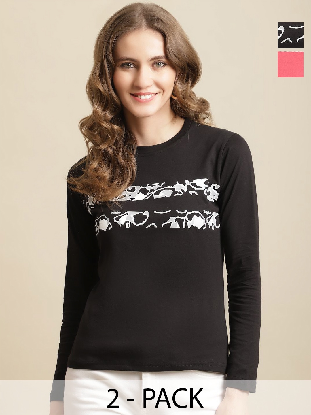 

GLOBAL NOMAD Women 2 Monochrome T-shirt, Multi